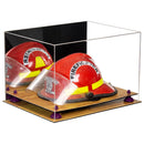 fire helmet display case for sale at better display cases