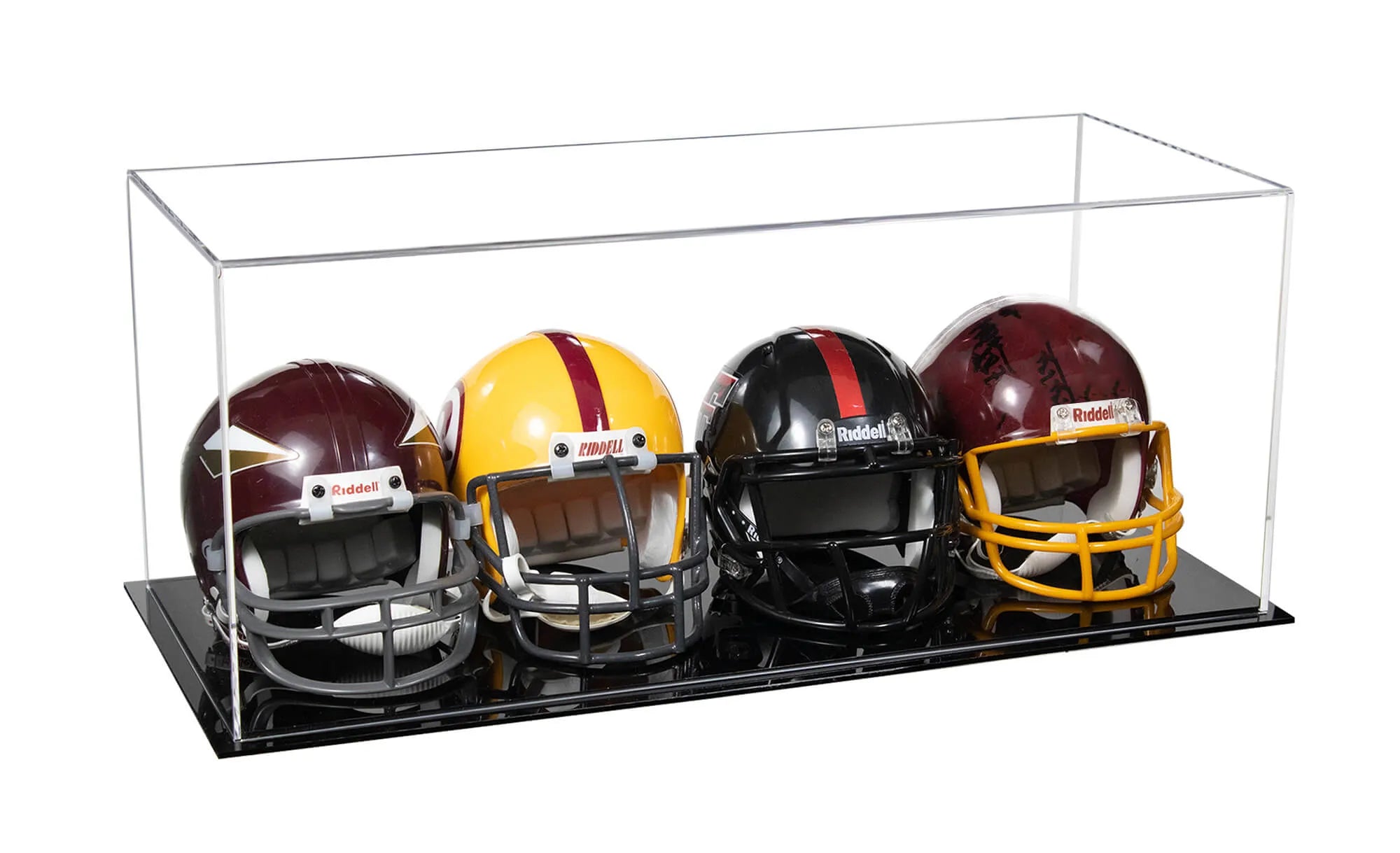 football and mini helmet case Acrylic Four Miniature Football Helmet Display Case Mirror Case / Black Base