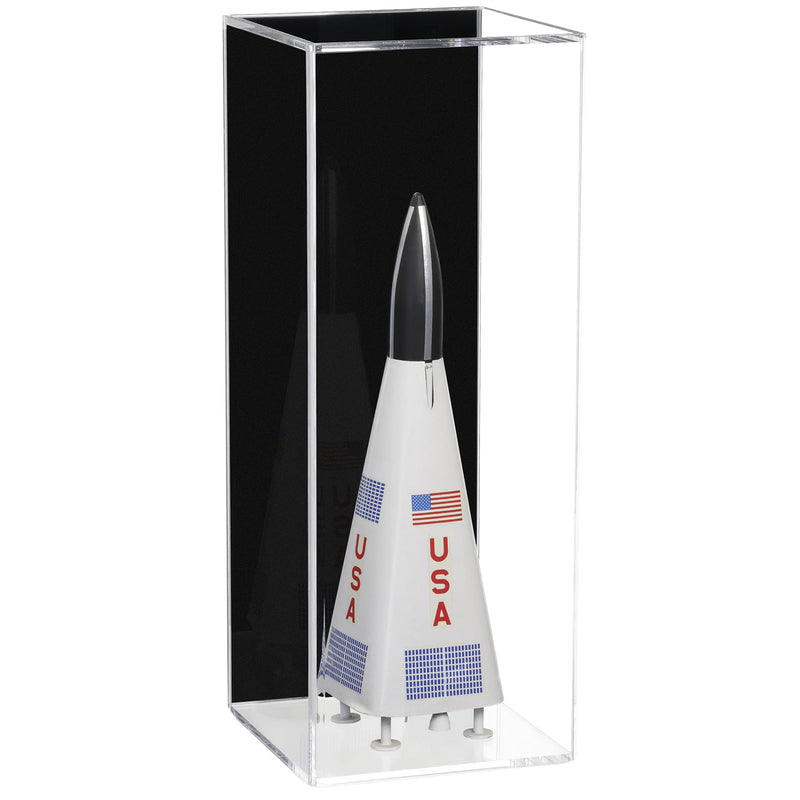 rocket display case with black slide back