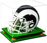 Football Helmet Display Case -Turf Base and Orange Risers 
