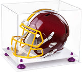 Football Helmet Display Case -White Base Purple Risers 