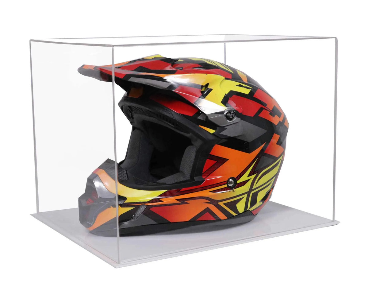 Better Display Cases Acrylic Motorcycle or Motocross Helmet Display Case with Clear Case and Green Base