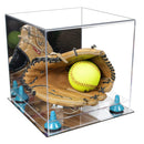 Versatile clear display case with white two-tier acrylic base
