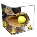 Versatile clear display case showcasing a collectible with metal risers