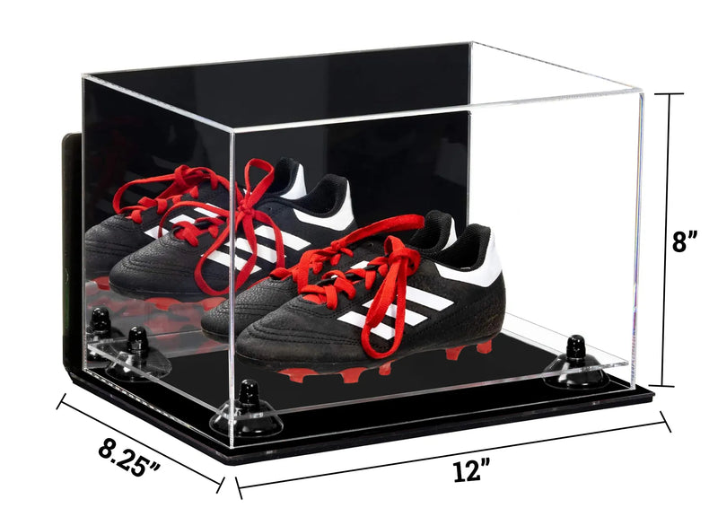 Acrylic Kids Shoes Display Case 12 x 8.25 x 8 - Mirror Wall Mounts (A004/V41)