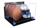 Acrylic Double Football and Helmet Display Case with Mirror Case and Wall Mounts (A014/B60)