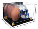 Acrylic Double Football and Helmet Display Case with Mirror Case and Wall Mounts (A014/B60)