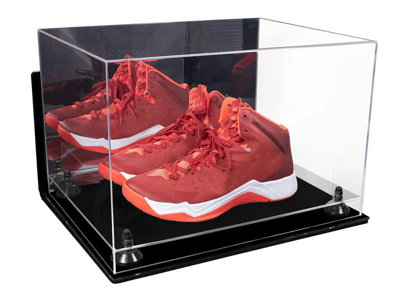 Acrylic Extra Large Shoe Display Case for Basketball Shoe, Hightop, Soccer & Football Cleats with Mirror -18 x 14 x 12 (A014/V60)