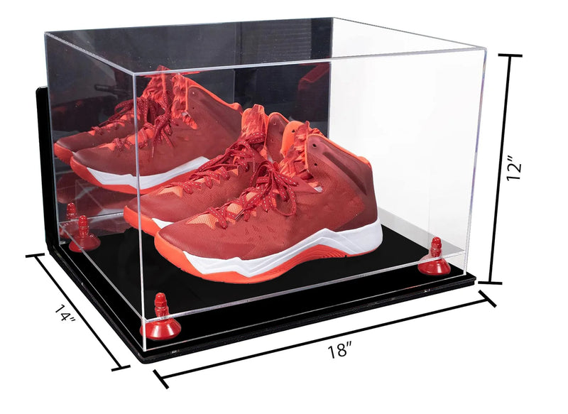 Acrylic Extra Large Shoe Display Case for Basketball Shoe, Hightop, Soccer & Football Cleats with Mirror -18 x 14 x 12 (A014/V60)