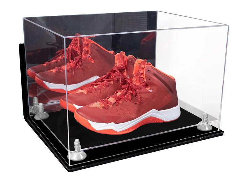 Acrylic Extra Large Shoe Display Case for Basketball Shoe, Hightop, Soccer & Football Cleats with Mirror -18 x 14 x 12 (A014/V60)