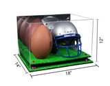 Acrylic Double Football and Helmet Display Case with Mirror Case, Risers and Base (A014/B60)