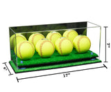 Acrylic Four Softballs Display Case 17 X 6 X 7 Mirror no Wall Mounts (V46/A019)