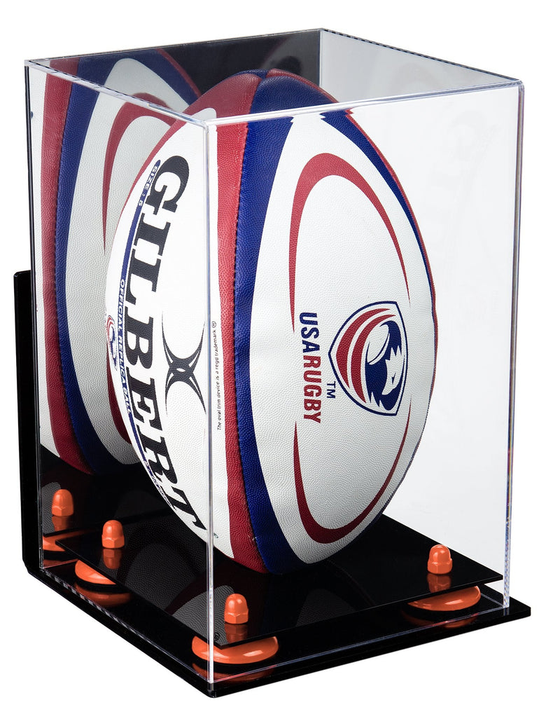 Acrylic Rugby Ball Display Case Vertical - Mirror Wall Mount(A060/B42)