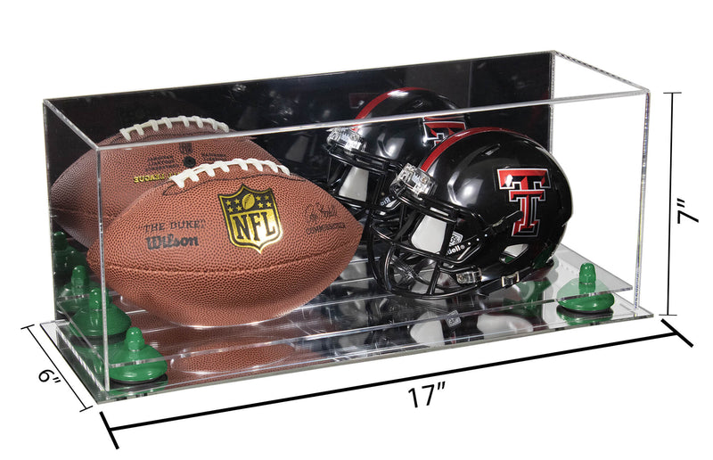 2 Mini Helmet or Mini Football with Mini Helmet Display Case - Mirror (B46/V46/A019)