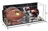 2 Mini Helmet or Mini Football with Mini Helmet Display Case - Mirror  Wall Mounts (B46/V46/A019)