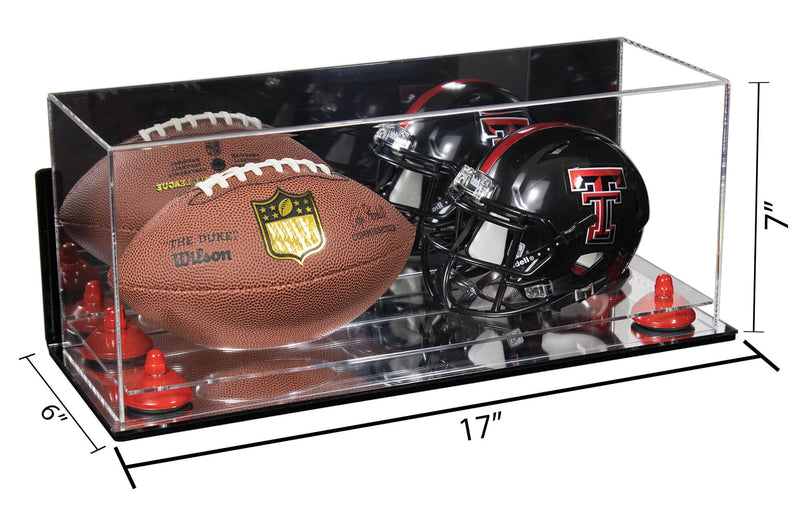 2 Mini Helmet or Mini Football with Mini Helmet Display Case - Mirror  Wall Mounts (B46/V46/A019)