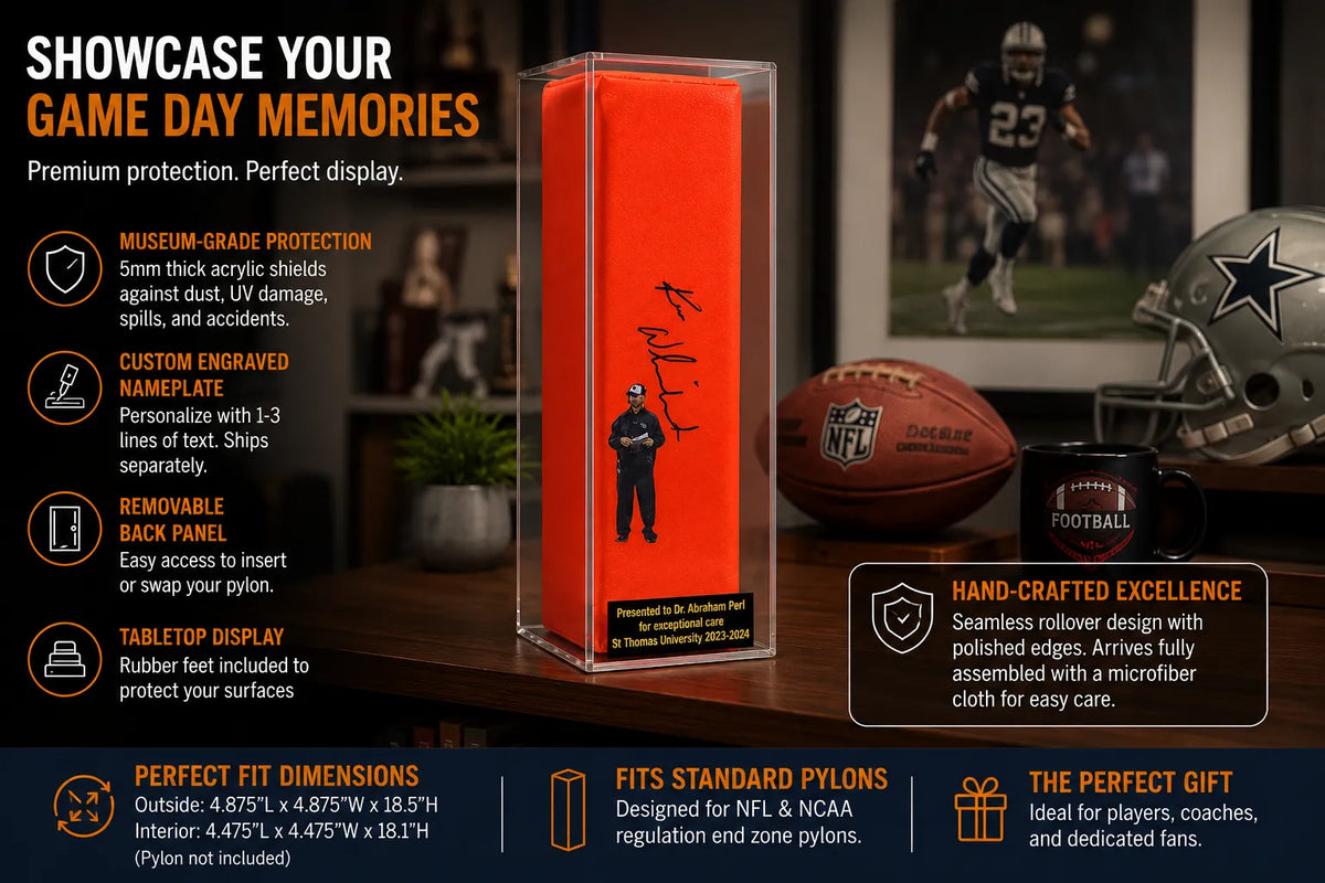 Deluxe Acrylic Football End Zone Pylon Display Case