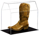 Cowboy boot memorabilia display case made from durable clear acrylic
