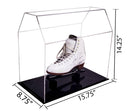 Acrylic ice skate display case with 15.75 x 8.75 x 14.25 inch exterior dimensions