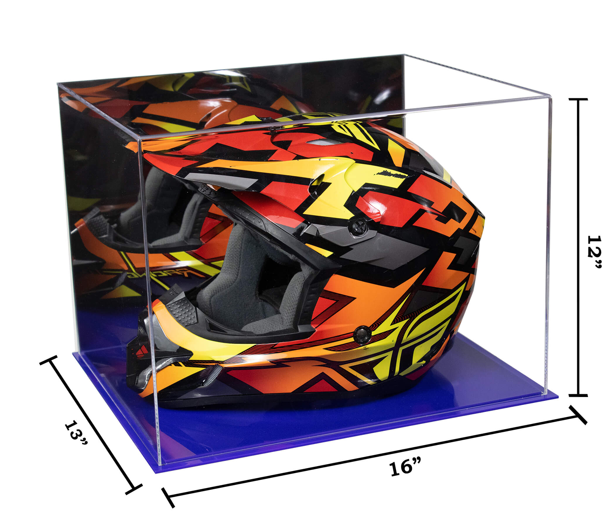 Better Display Cases Acrylic Motorcycle or Motocross Helmet Display Case with Mirror Case and Red Base Better Display Cases Acrylic Motorcycle or Motocross Helmet Display Case with Mirror Case and Red Base