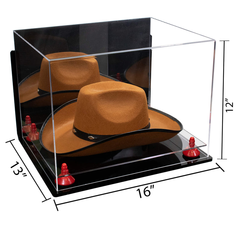 Acrylic Cowboy Hat Display Case - Mirror Wall Mounts 16" x 13" x 12" (V61B/A024-B)