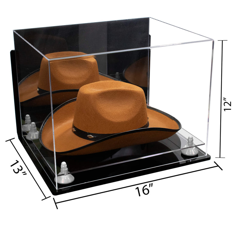 Acrylic Cowboy Hat Display Case - Mirror Wall Mounts 16" x 13" x 12" (V61B/A024-B)