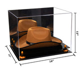 Acrylic Cowboy Hat Display Case - Mirror No Wall Mounts 16" x 13" x 12" (V61B/A024-B)