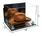 Acrylic Cowboy Hat Display Case - Mirror Wall Mounts 16" x 13" x 12" (V61B/A024-B)