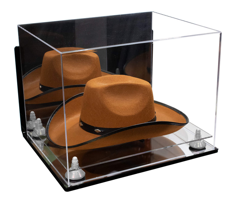 Acrylic Cowboy Hat Display Case - Mirror Wall Mounts 16" x 13" x 12" (V61B/A024-B)