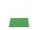 Acrylic boot display case with turf base for tabletop display