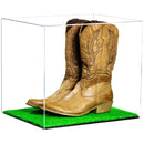 Crystal clear cowboy boot display case with transparent acrylic sides