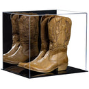 Cowboy boot display case with mirrored back for showcasing collectible boots