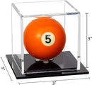 Acrylic Pool Ball Display Case with Clear Back and Black Base