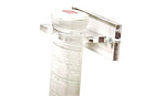 Clear acrylic tennis racket wall mount displaying a tennis racket