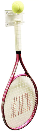 Tennis racket and tennis ball displayed with acrylic wall mount