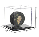 Premium acrylic hockey puck display box with polished edges and clear sides