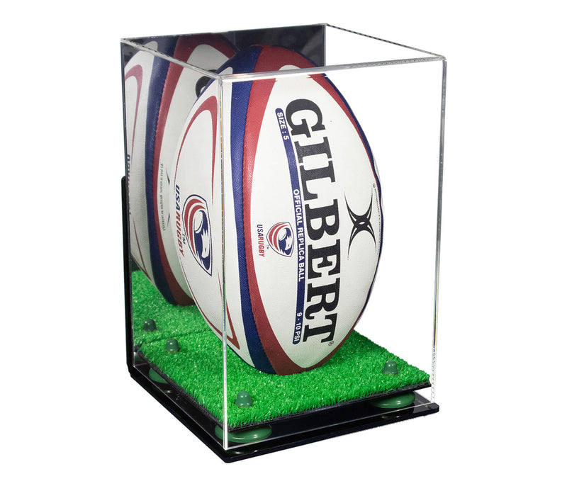 Acrylic Rugby Ball Display Case Vertical - Mirror Wall Mount(A060/B42)