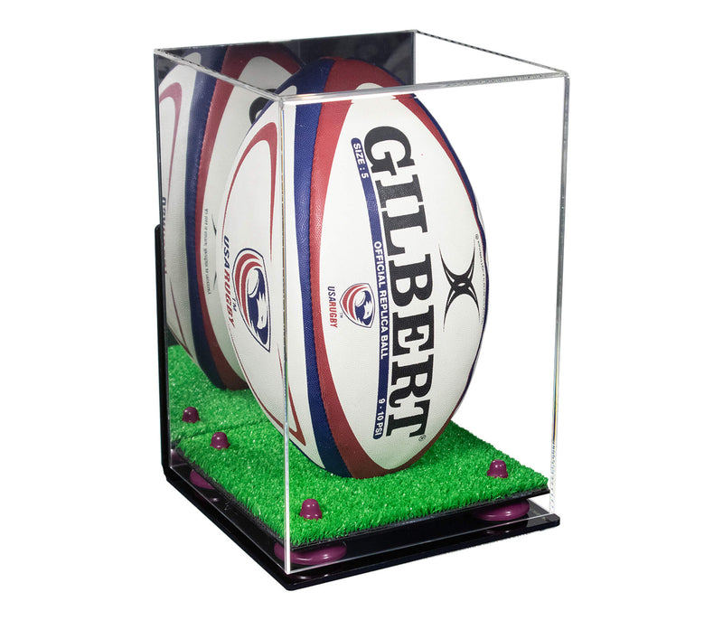 Acrylic Rugby Ball Display Case Vertical - Mirror Wall Mount(A060/B42)