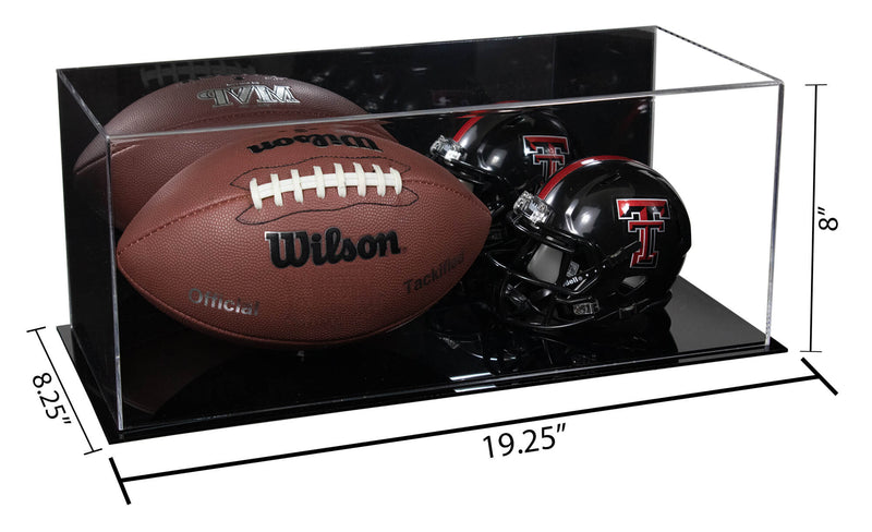 Full-Size Football and Mini Helmet (not Full Size) Display Cases - Mirror No Wall Mounts (A103/B47)