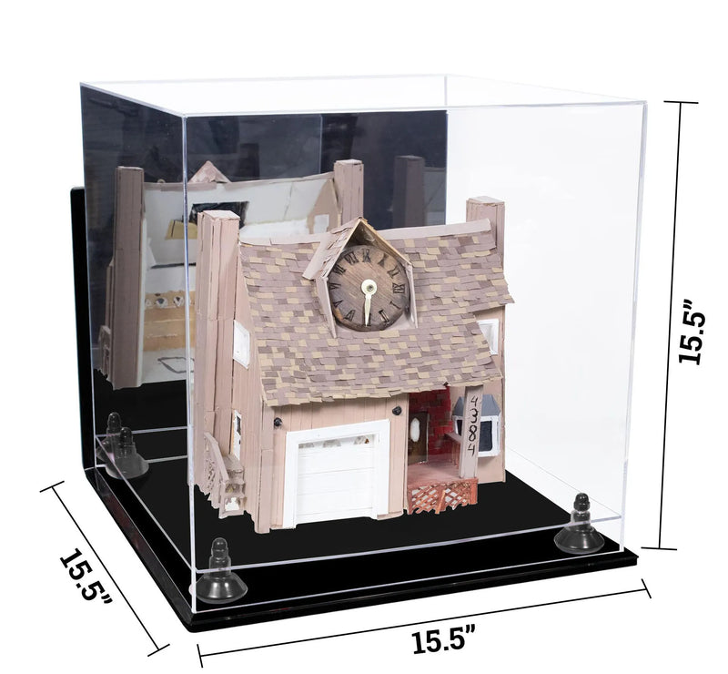 Versatile Display Case - Large Square Box with Risers, Mirror Case and Wall Mounts 15.5" x 15.5" x 15.5" (A118)