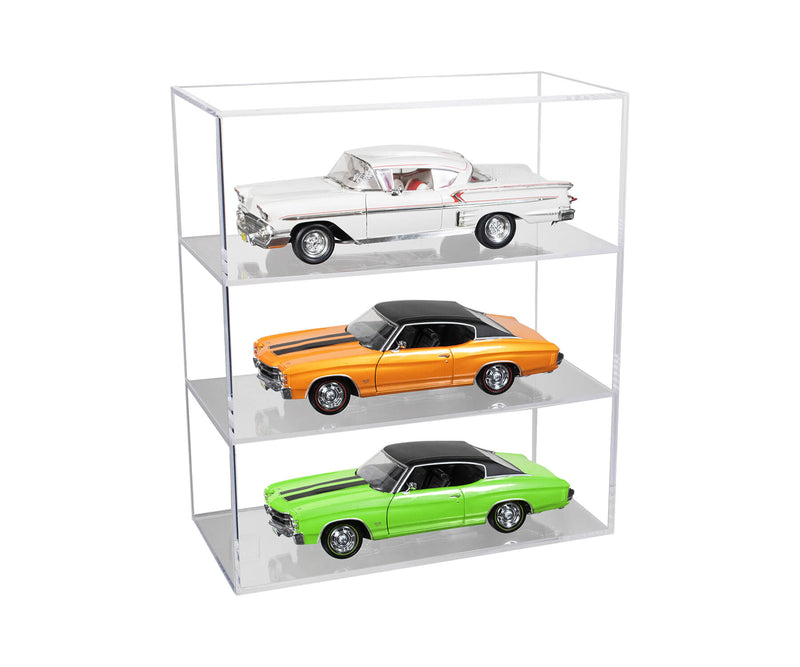 Clear Acrylic 1:18 Scale Diecast Model Car Display Case with 3 Shelves (A122)