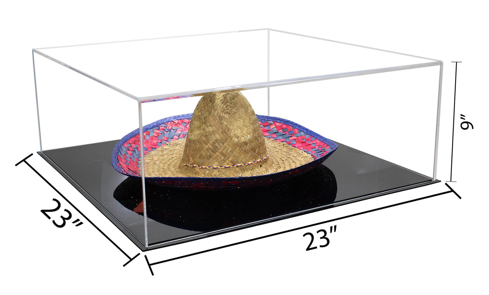 Clear Acrylic Sombrero or Large Hat Display Case - 23.675”L x 23.675”D ...
