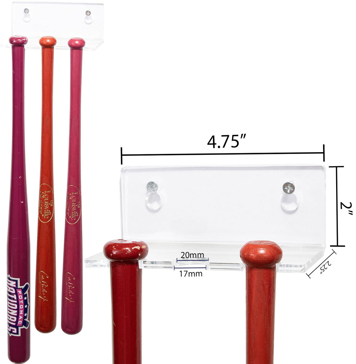 Mini vitrine murale de 45,7 cm pour batte de baseball Mini vitrine murale de 45,7 cm pour batte de baseball