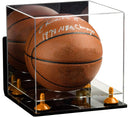 Clear base of acrylic full size basketball display case with mirror back
