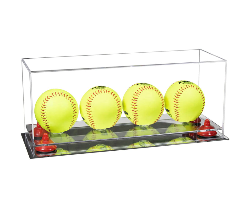 Softball Spectating Box Acrylic Four Softballs Display Case 17 X 6 X 7 Clear