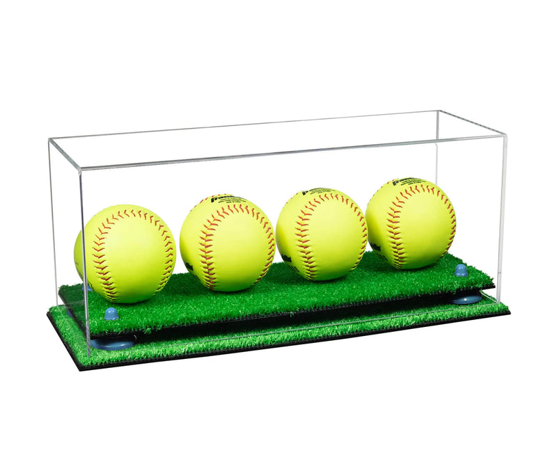 Softball Spectating Box Acrylic Four Softballs Display Case 17 X 6 X 7 Clear