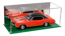 12.75 inch long clear acrylic display case with green base
