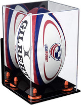 Acrylic Rugby Ball Display Case Vertical - Mirror Wall Mount(A060/B42)