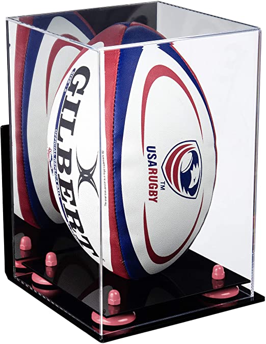 Acrylic Rugby Ball Display Case Vertical - Mirror Wall Mount(A060/B42)