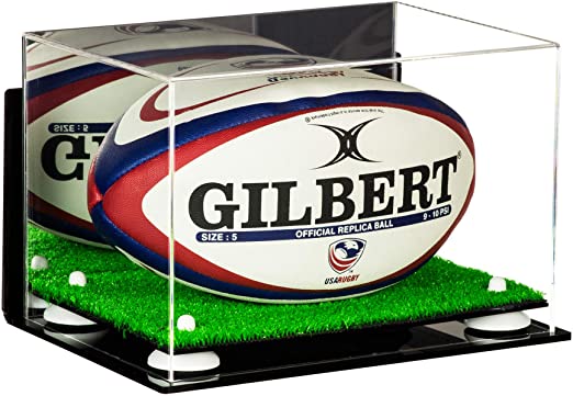 Acrylic Rugby Ball Display Case - Mirror Wall Mount (B41/A004)